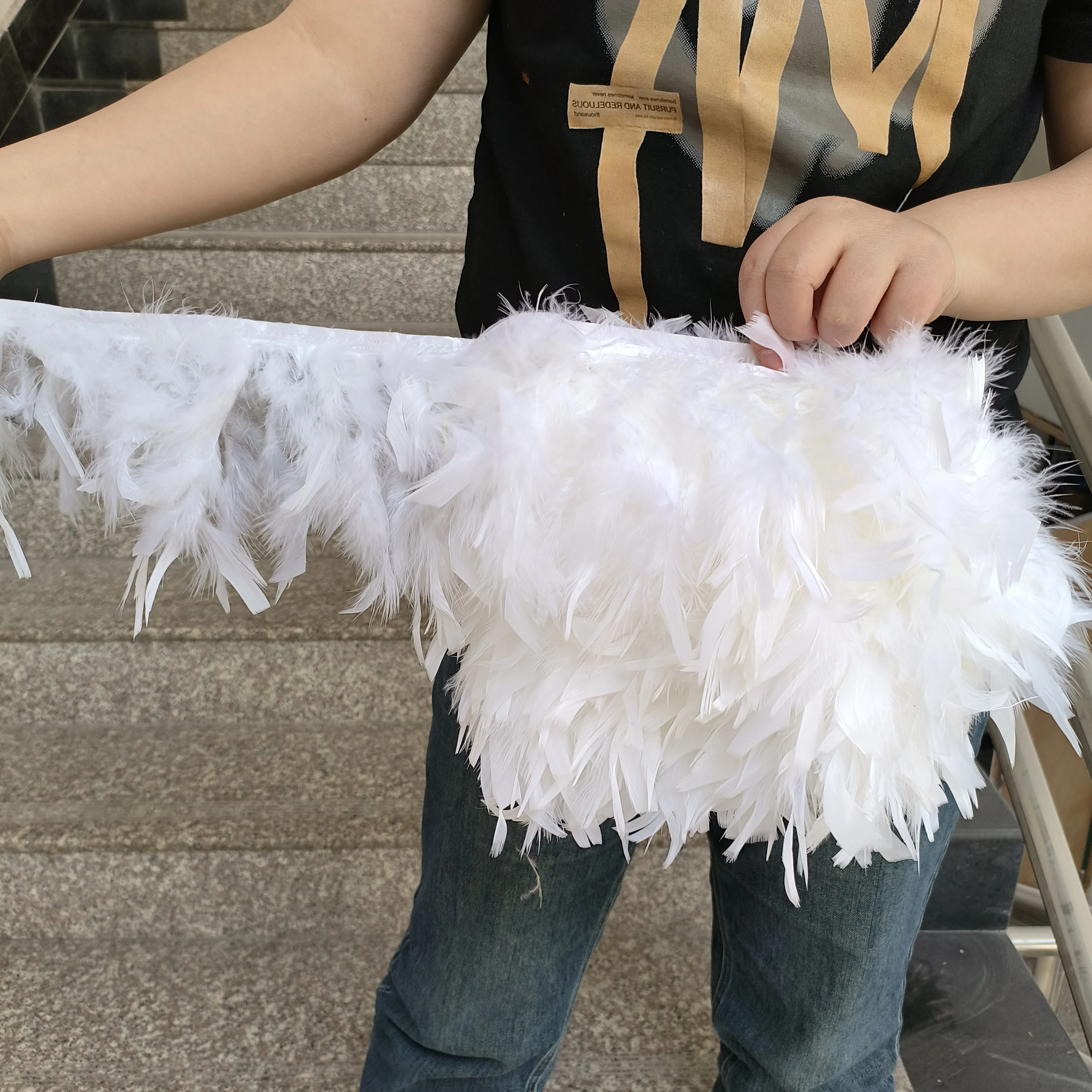 Turkey Feathers Trim 10-15cm/4-6inch Natural Feather Ribbon for Sewing Clothing Fringe Plumes Wedding Decoration