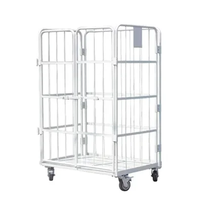 

Mobile Wire Security Carts Steel Wire Cage Folding Facilities Carts Rolling Cage Container Trolley RC121017-B