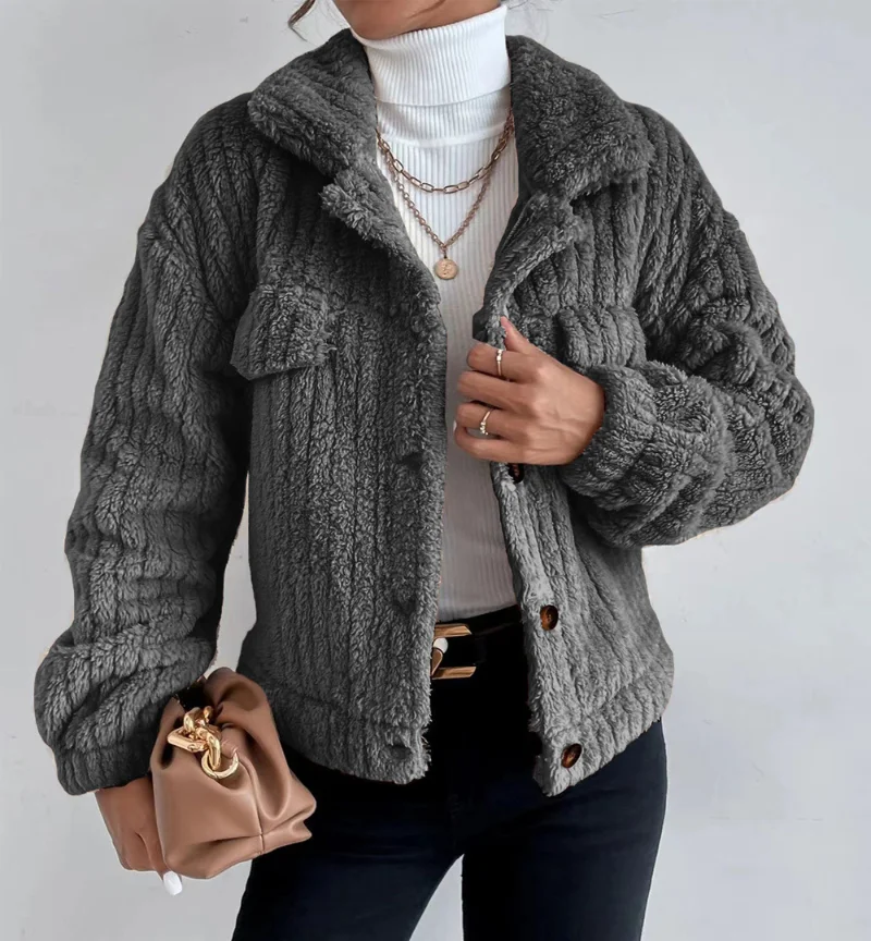 

Fashion Vintage Warm Loose Women Jacket Winter Thicken Velvet Coat Casual Fleece Ladies Coat Solid Long Sleeve New Coats 23549