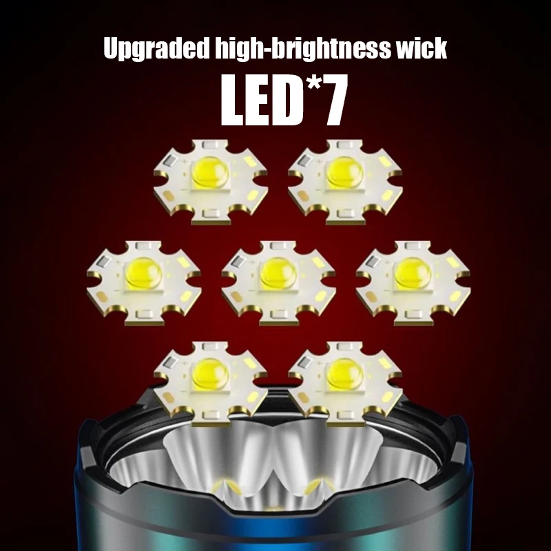 Description Picture 5 of itemPowerful Flashlight With 7 Lamp Beads Super Tactical Light With Cob Side Light Camping Lantern Usb Rechargeable Outdoor Torch