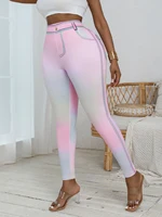 Plus Size Women Elastic Tights Sport Leggings Faux Pocket Gradient Pattern Fashion Sweatpants Ladies Casual Gym Pants Large - Image 3