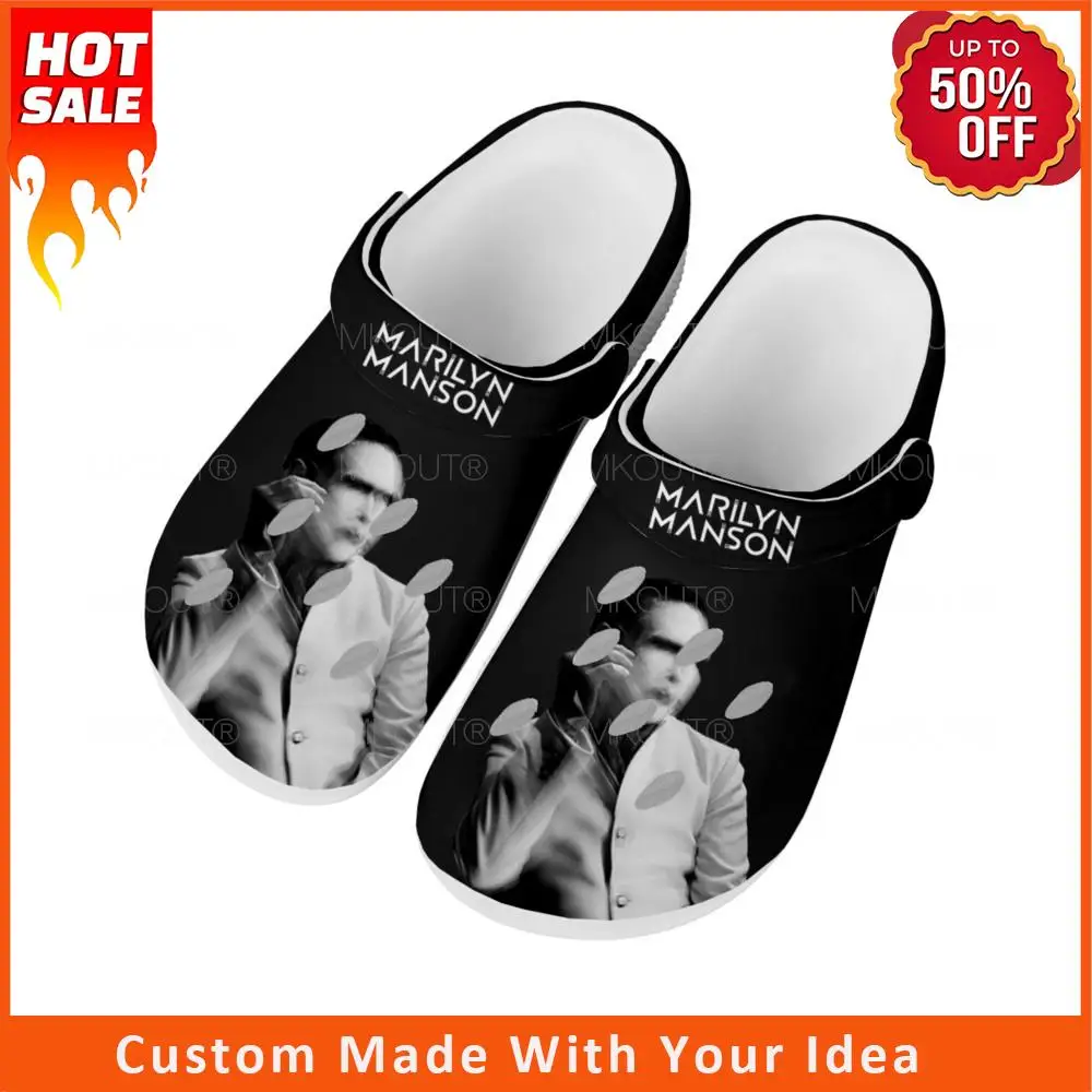 

Rock Band Singer Marilyn Manson Home Clogs Custom Water Shoes Mens Womens Teenager Shoes Clog Breathable Beach Hole Slippers