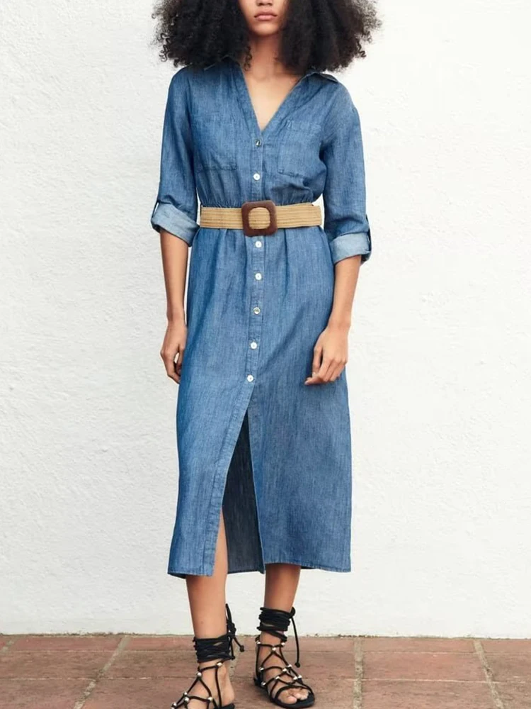 Vestido Camisero Largo De Mujer | Cuotas Sin Interés