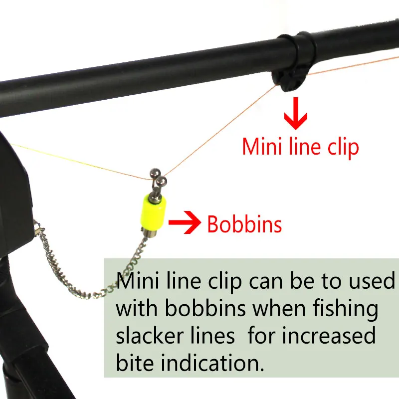 2 clips miniatures et bobbins pour ligne carpe, indicateurs swingers et alarmes