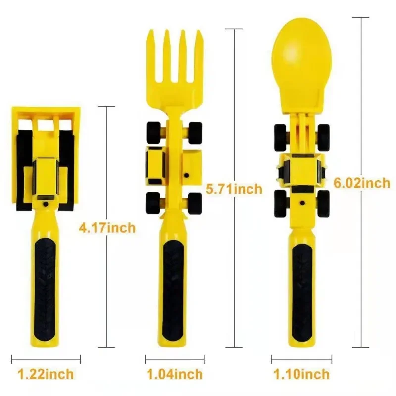 Cutlery Set Children's Plate Knife Fork Spoon Bulldozer Excavator Safety and Practical Tools