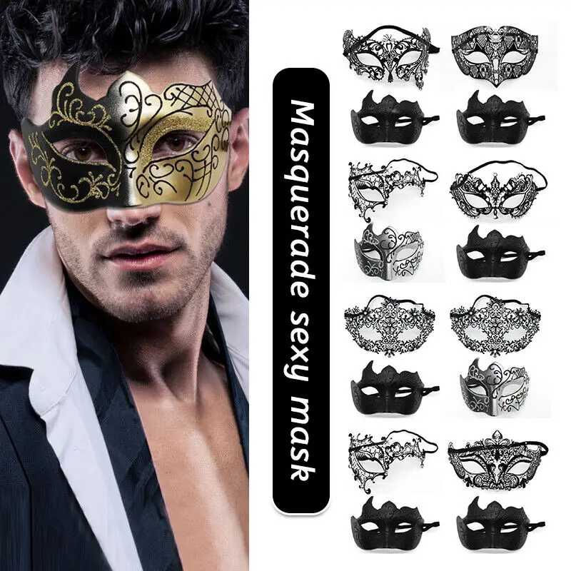 Women Masquerade Couple Mask Metal Masks Venetian Party Mask Halloween Costume Mask Mardi Gras Mask Roman Couple Suit