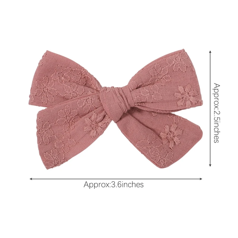 2Pcs 달콤한 꽃 자수 어린이를위한 솔리드 컬러 Bowknot 헤어 클립 소녀 악어 머리핀 공주 모자를 쓰고 있죠