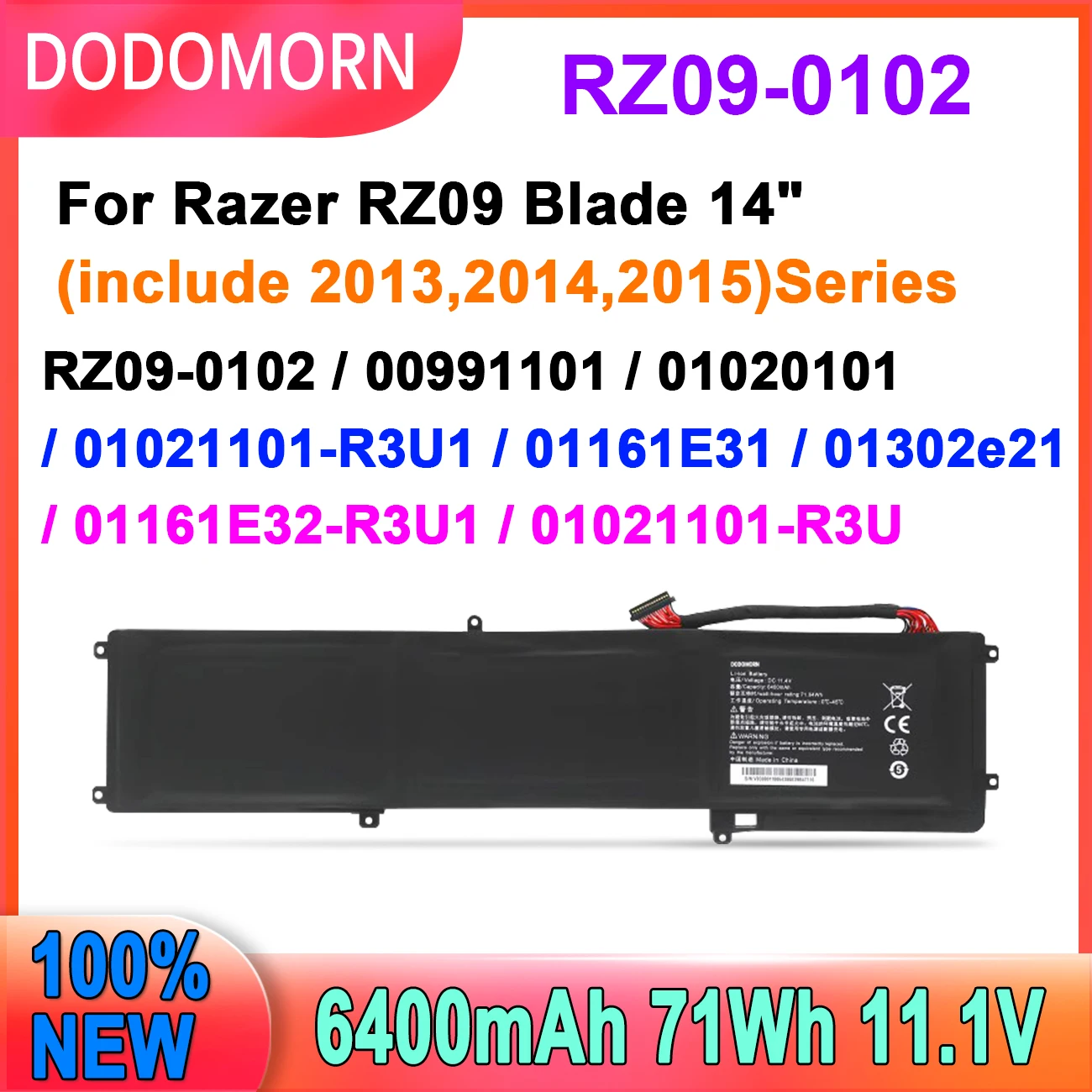 

For Razer Blade 2014 rz09-0116 RZ09-0130 RZ09-01301E20 RZ09-01161E31 RZ09-0102 Laptop Battery High Quality