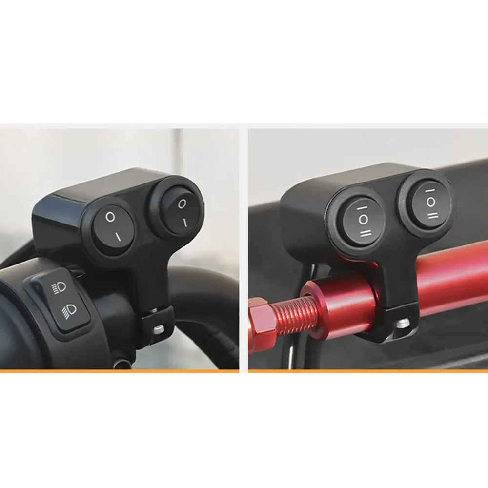 Motorcycle Handlebar 12V Headlight On/Off Switch Dual Button Control Waterproof 7/8in 22mm Flasher Speaker Fog Spot Light Switch