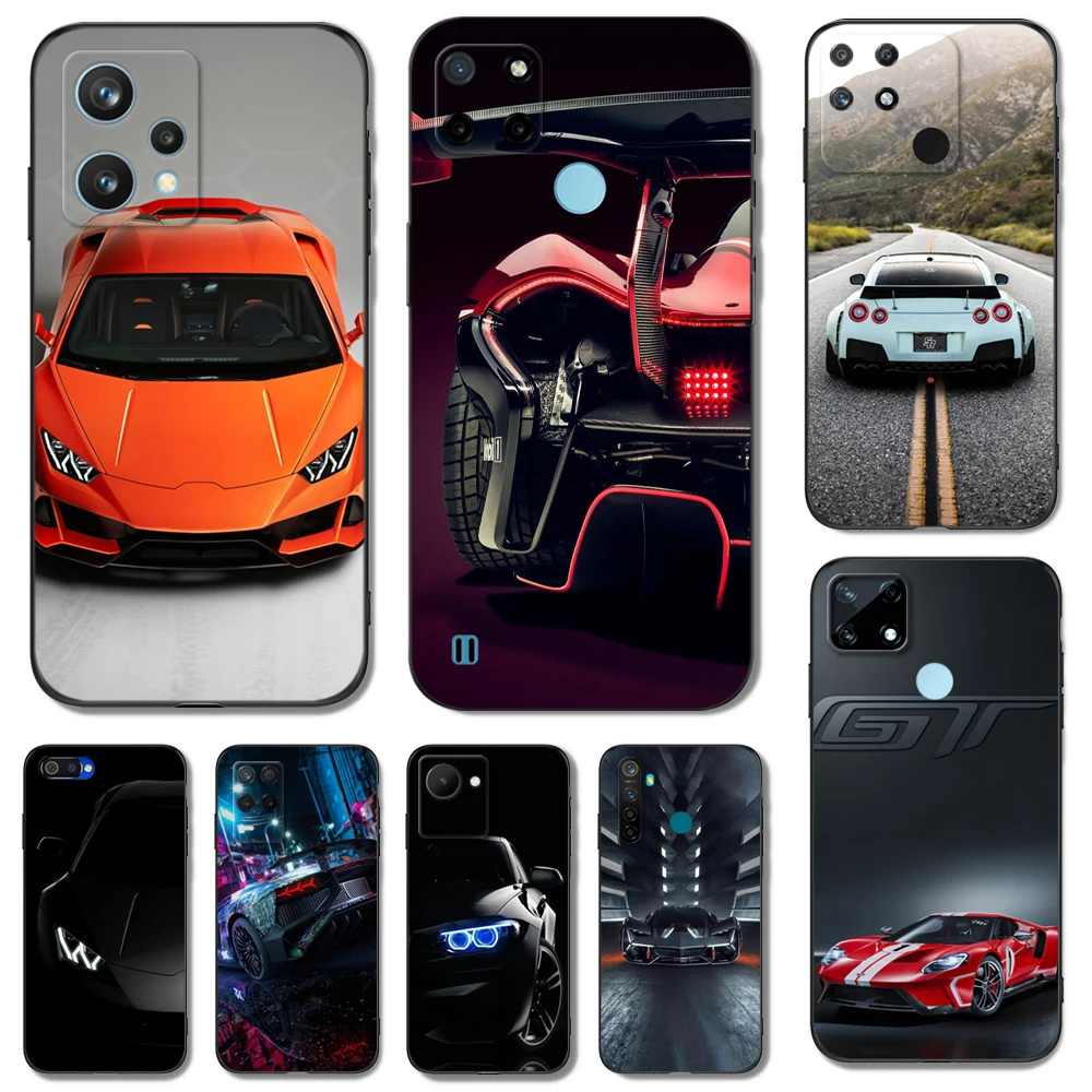 Custodia In Tpu Nero Per Realme Q5 X Xt X2 X3 Superzoom X50 V13 Q3I X7 Pro Ultra Gt Master Edition Cool Sports Car Racing