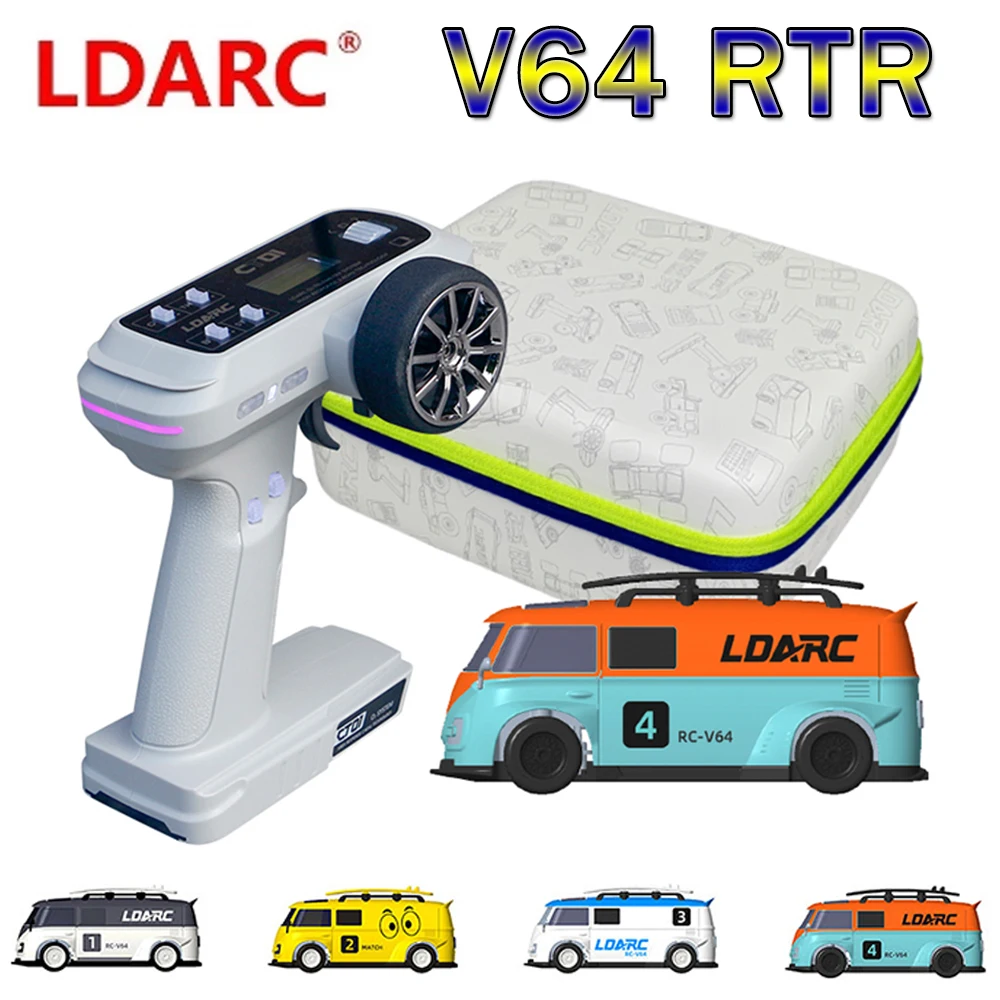 

LDARC V64 1/64 RWD Race Van RV Bus Mini RC Car Turbo Full Proportional Remote Contol Vehicles Toy Models for Kids Adults