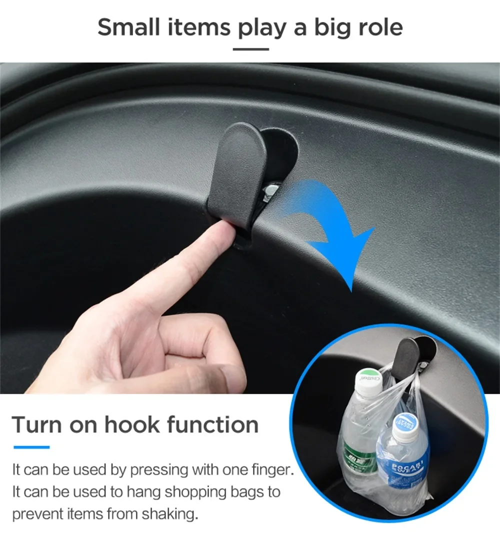 2 Pcs Car Front Trunk Hook for Tesla Model 3-Eject Clip Installation Car Spare Box Hook ABS Auto Interior Accessories