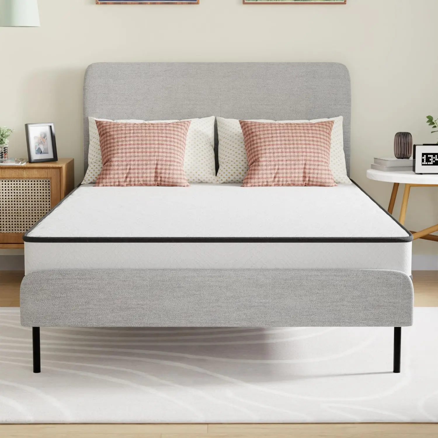 

Comfort corner 6 Inch Hybrid Mattress with Innerspring and Foam/Fiberglass Free/Medium Firm Spring Mattress/Pressure Relief
