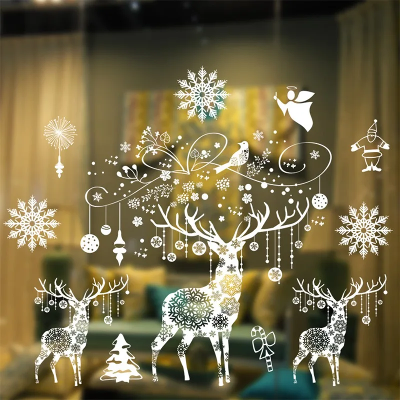 Christmas Window Stickers Christmas Decorations For Home Navidad 2022 Christmas Ornaments Xmas Party Decor Happy New Year 2023