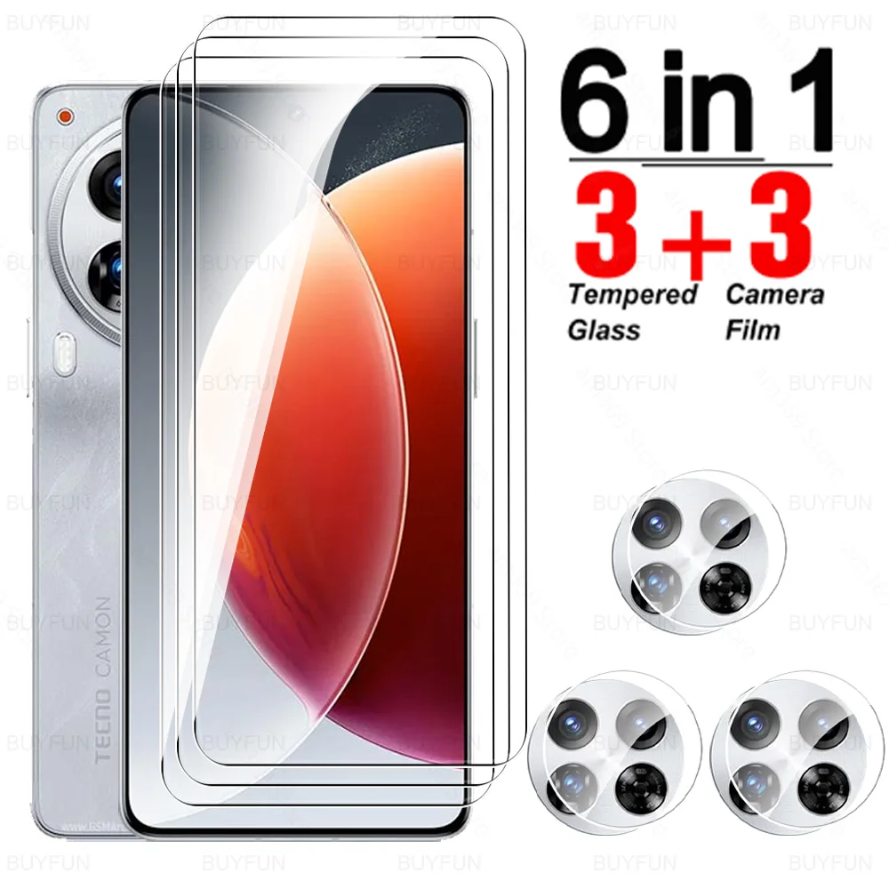 

6 в 1 закаленное стекло для Tecno Camon 30 Premier, Защитная пленка для экрана, пленка для объектива Camon30 Pro 30 Premier 30 Pro 5G TecnoCamon30 4G