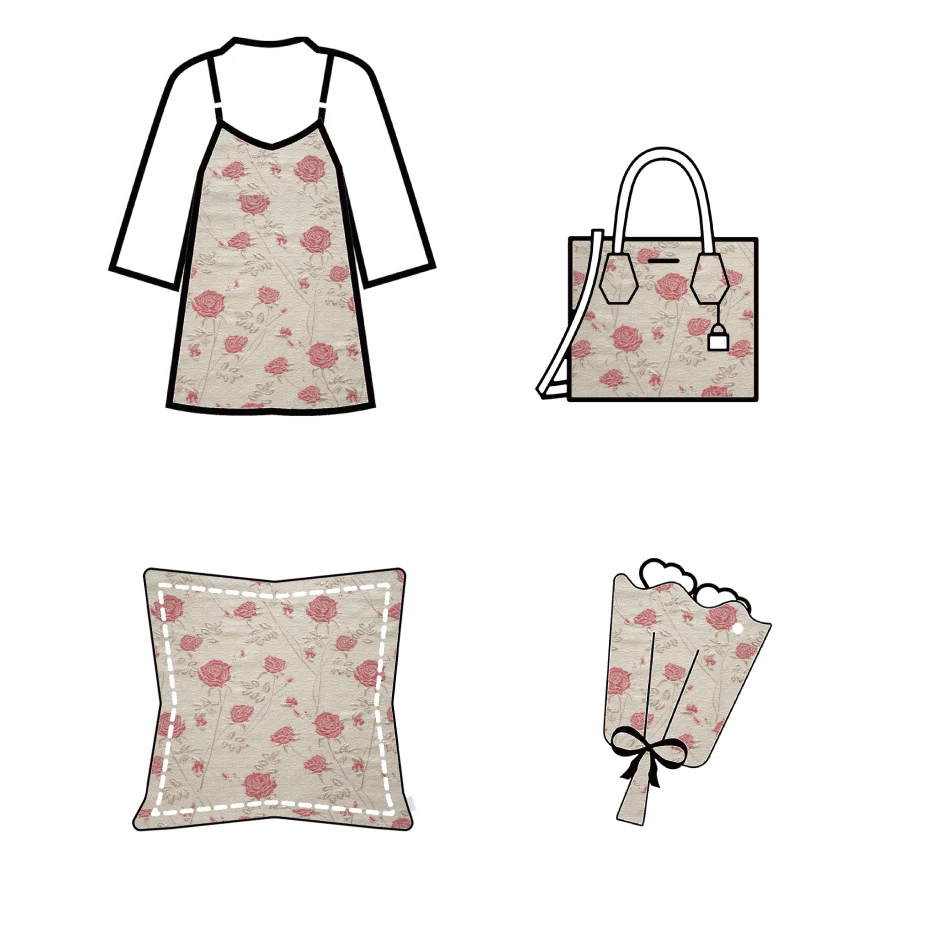 Tessuto broccato Jacquard rosa goffrato seta oro classico abito da donna  retrò squisito tessuto da cucito decorativo 50cm x 140cm - AliExpress, image size:950x950