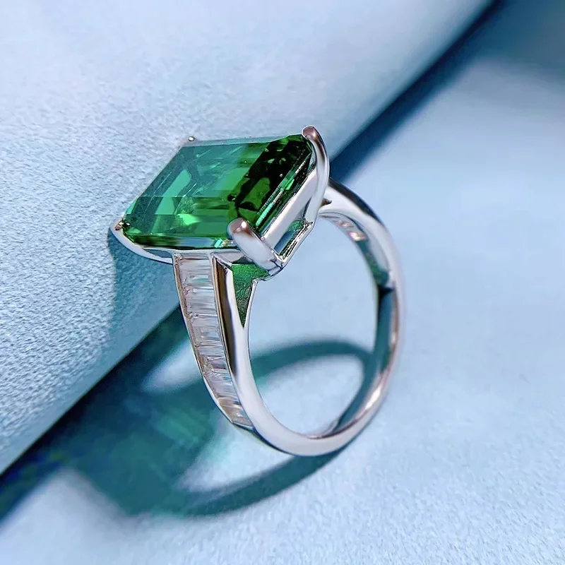 

Весенние винтажные кольца Qiaoer 100% с покрытием из белого золота 18 К, 10*14 мм, изумрудные кольца с высокоуглеродистыми бриллиантами, тонкие ювелирные изделия из серебра