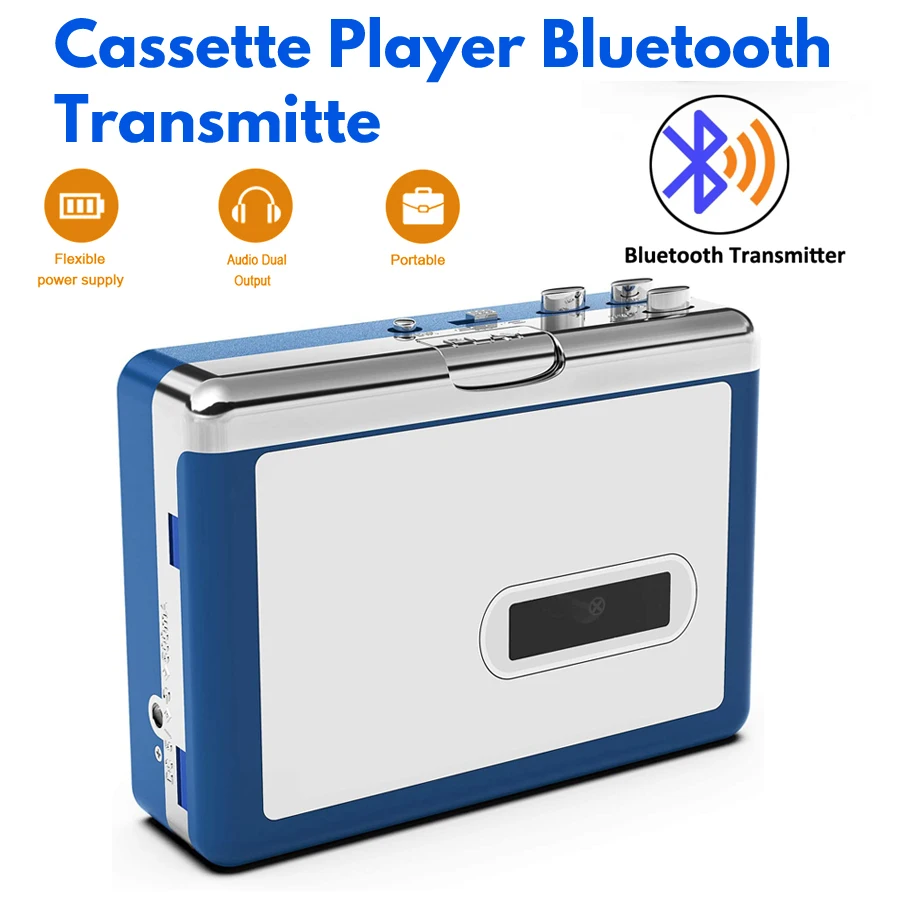 Bluetooth Cassette Player Bluetooth Transmitter Stereo Cassete Player Support Auto Reverse Earphone Jack Walkman