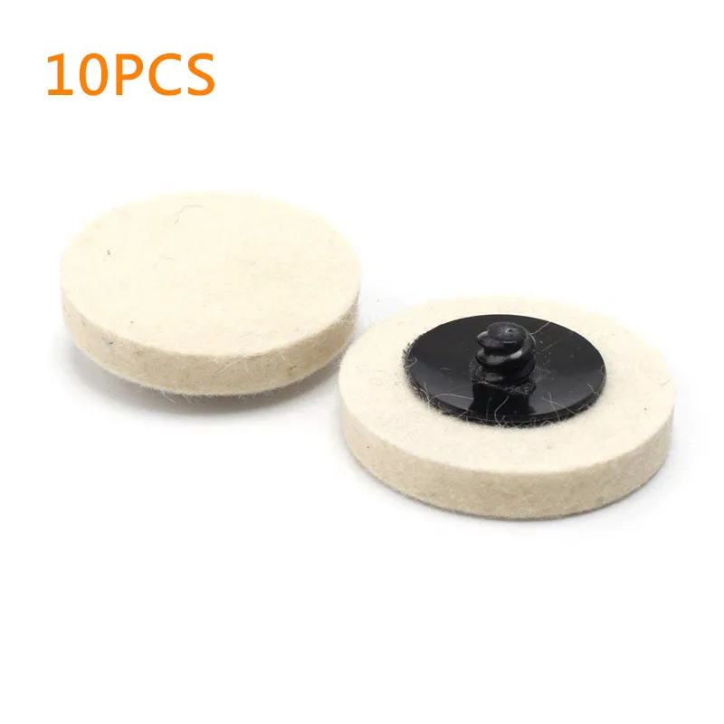 

10PCS 2" 50mm Compressed Wool Pad Fabric Disc Polishing Buffing Pads Wheels Quick Change Felt Polishing Disc for Grinding