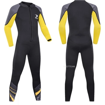 Neoprene Kids Swimsuit Wetsuit 2.5mm Diving Suit Swimwear for Teens Boys Girls Long Sleeve Swimming Surfing One Piece Wet Suit 1