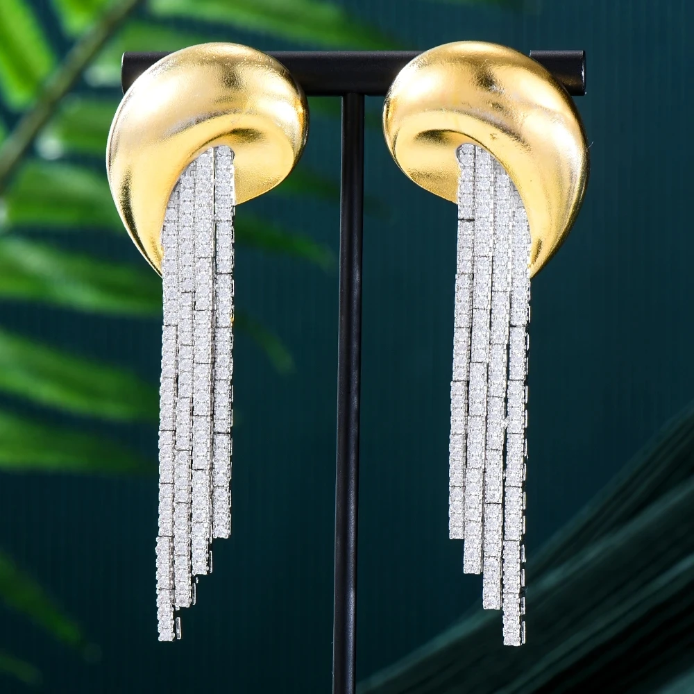 

Missvikki 76MM Big Bicolor flower Earrings For Women Wedding Party Dubai Bridal Jewelry boucle d'oreille femme Gift Jewelry