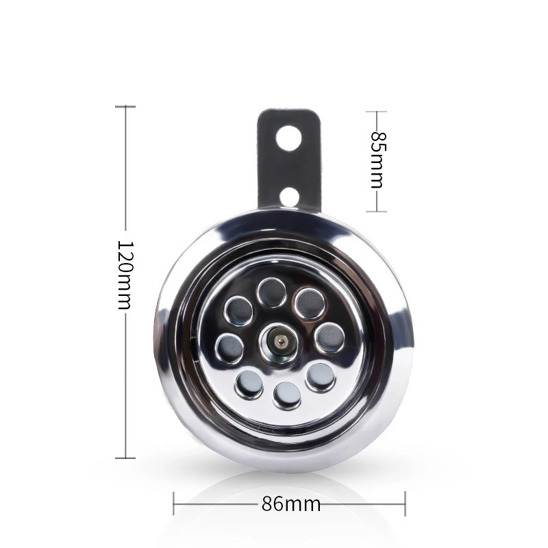 Klaxon Universel Pour Moto 110 DB - 12V, Diamètre 85mm, étanche, Revêtement Chromé