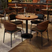 Retro Bar Table and Chair Combination Western Restaurant Solid Wood Dining Small Restaurant Commercial Table and Chair 3