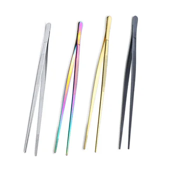 12Inch Kitchen Tongs Stainless Steel Culinary Precision Tweezer Cooking Tongs for Barbecue Food Tongs Thickened Daily Clamp Tool