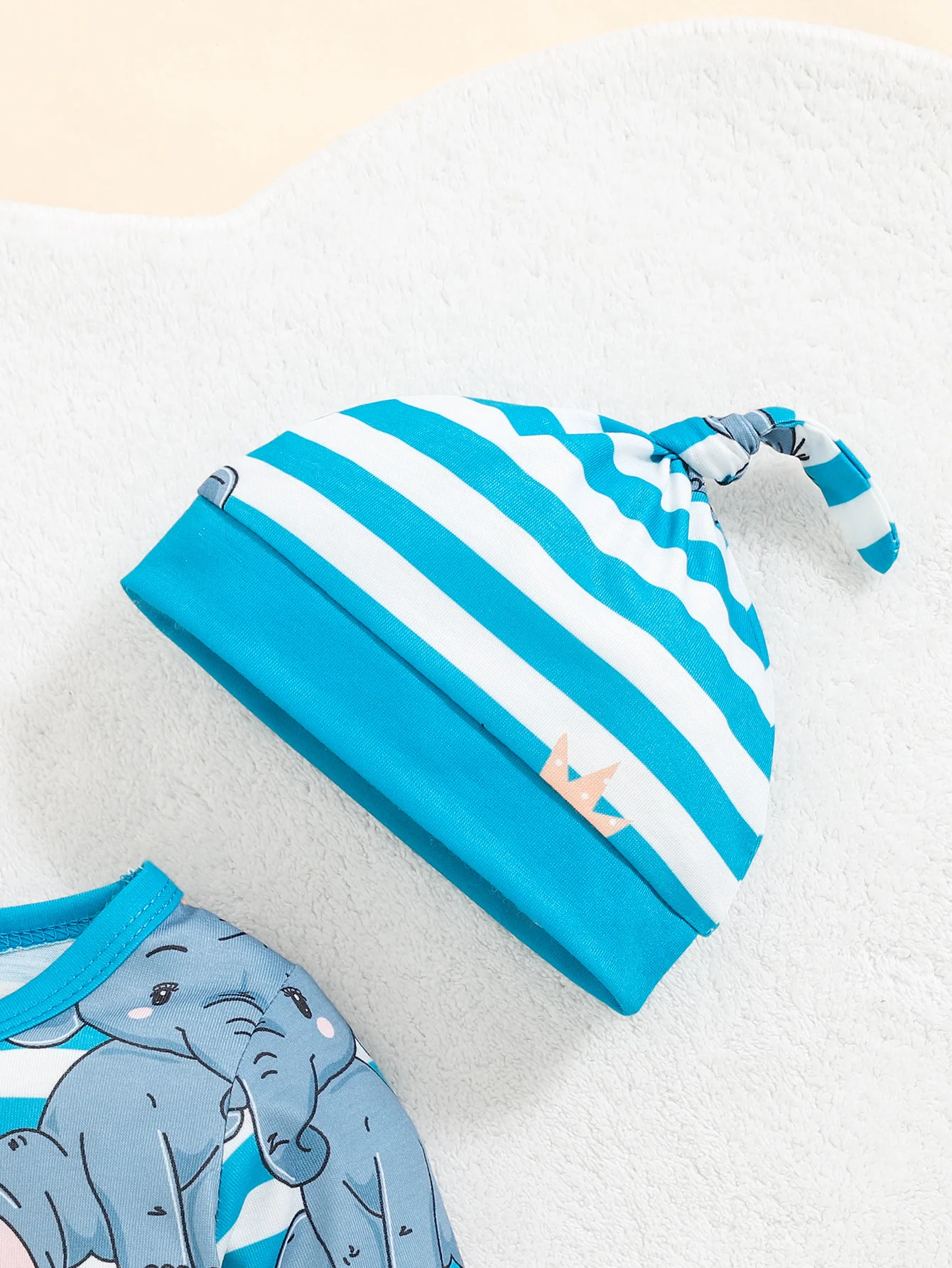 Winter-Overall für 0–1 Jahre alte Kleinkinder, Jungen, Elefantenstreifen-Druck, langärmelig – Detail 9