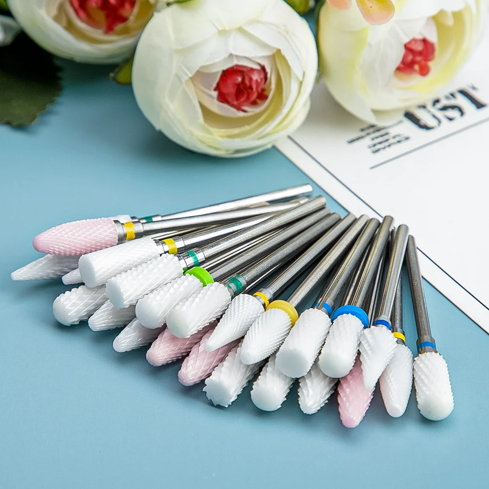 Dmoley Ceramic Nail Drill Bit Milling Cutter Electric Manicure Drills For Machine Nail Burr Pedicure Accessories Tools nail drill bit