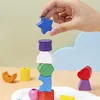 Montessori Wooden Toys Color Shape Matching Puzzle Game Colorful Beaded Color Cognition Early Educational Toys Gift For Children 3