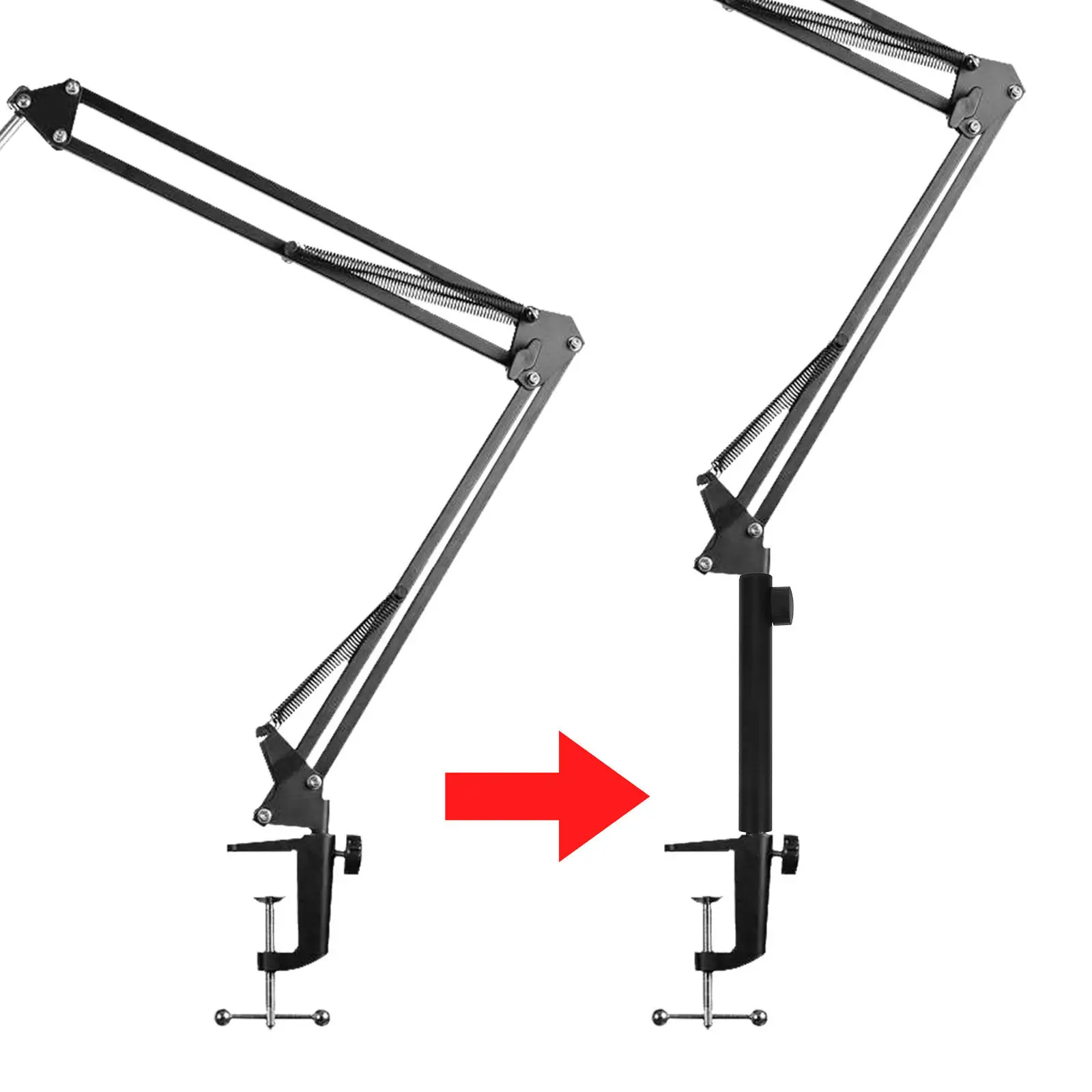 헤비 듀티 알루미늄 마이크 연장봉 (마이크 스탠드 붐 암 데스크 마운트 스트리밍 녹음용, 높이 조절 가능)