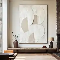Mhemyo Creamy Beige Texture Wall Art Large Modern Minimalist Wabi Sabi Abstract Hand Painted Oil Painting on Canvas Home Decor 3