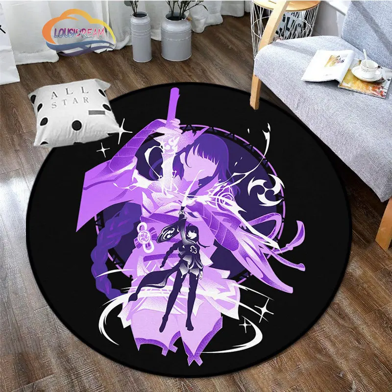 

Adventure Games Genshin Impact Round Carpet Game Character Cartoon rug Living Room Decoration Non Slip Floor Mat