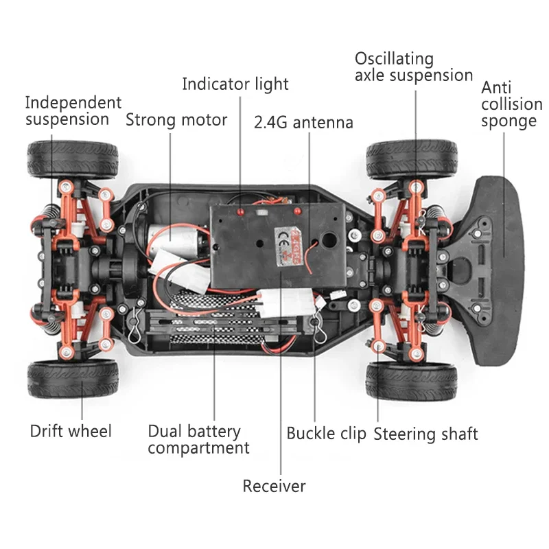 RC Remote Control Four-wheel Drive Shockproof High-speed Car 40-70Km Drift Competition Racing Off-road Boy Children's Car Toy 5