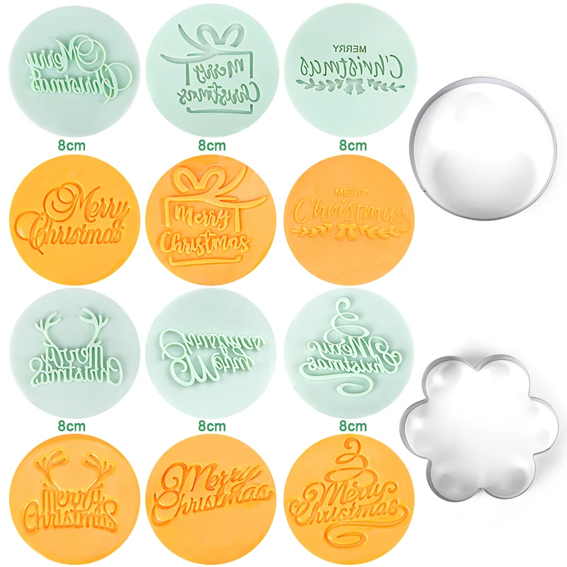 Cookie Cutter Cookie Mould Fondant Cutter Cookie Printing Mold Baking Mold Baking Decorating Tools FAIS DU Merry Christmas Embossed Mold Acrylic Cookie Embosser Cake Decoration Fondant Letter Biscuit Print