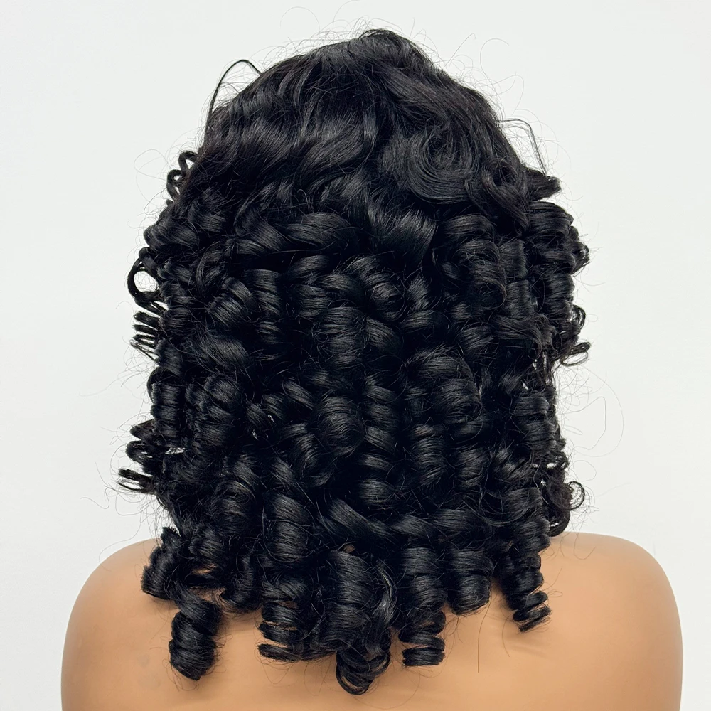 300% Density Loose Bouncy Curly Wig with Bangs Big Wavy Fluffy Loose Curly Wigs Full Machine Made Soft Hair Wigs for Black Women