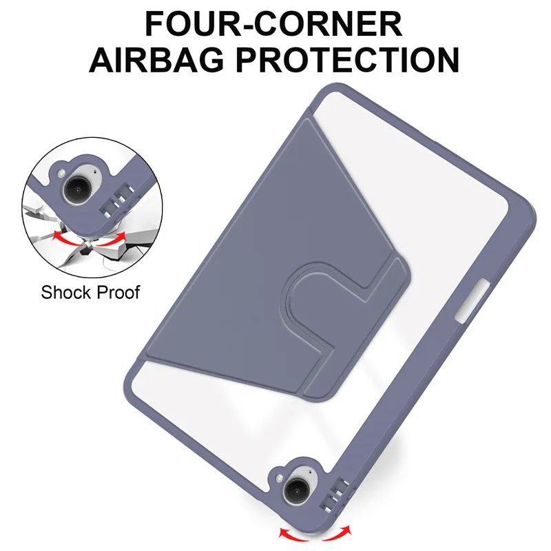 360° Rotating Clear Acrylic Tablet Case with Pencil Holder 8.8 inch