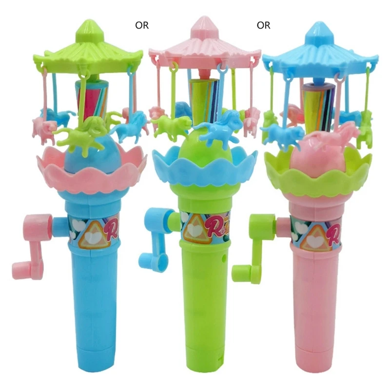 

Hand Cranked Rotating Carousel Toy with LED Lights Glowing Toy (Random Color) Fun Merry-Go-Round Toy with Lights