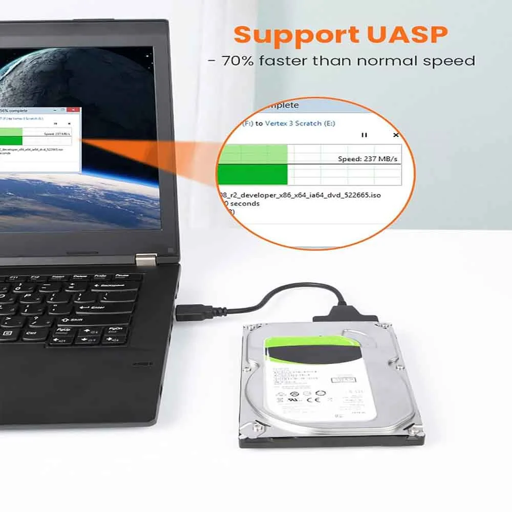 SATA zu USB 3.0 Kabel 6Gbps für 2,5 Zoll Externe HDD SSD Festplatte SATA III 22-Pin Adapter USB 3.0 zu SATA Kabel – Detail 9