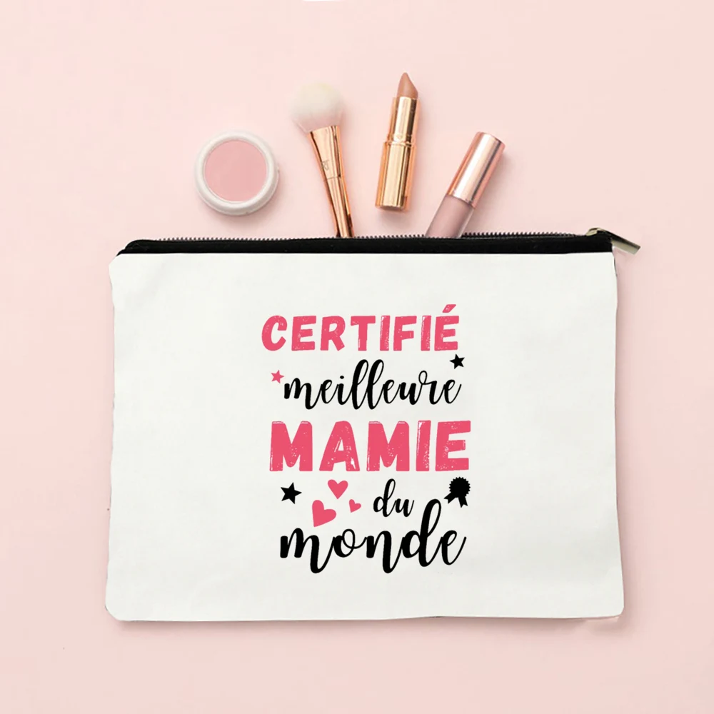 Best Grandma In The World Print Makeup Bag Travel Neceser Toiletry Pouch Pregnancy Announcement Zipper Cosmetic Bags Mamie Gifts 3