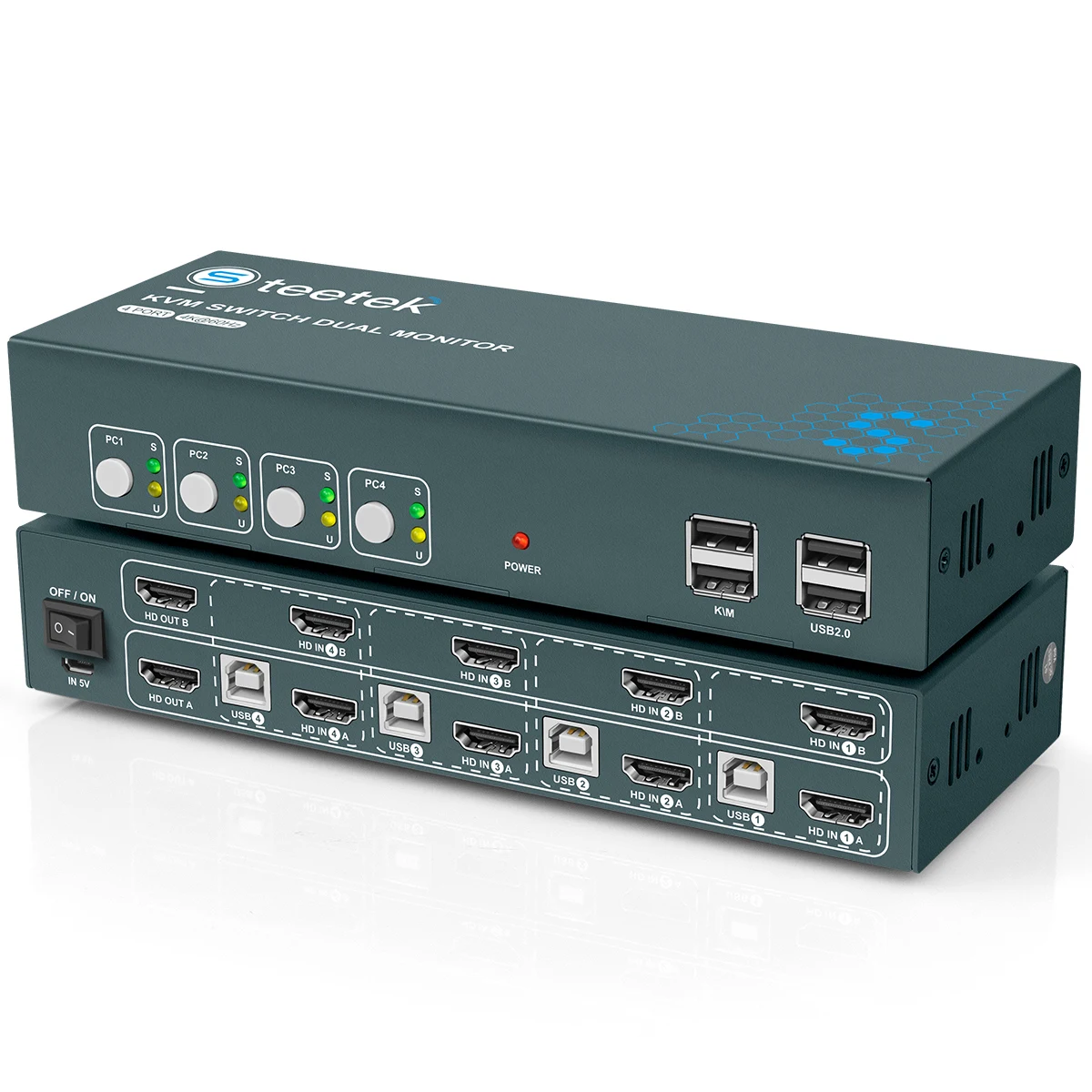 Interruptor kvm de 4 puertos usb 3 0 monitor dual hdmi 4k 60hz perif