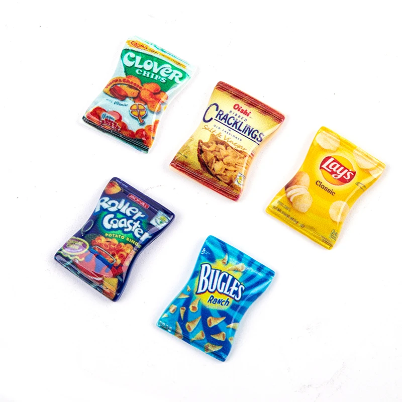 5Pcs/set 1:12 Dollhouse Miniature Snack Mini Potato Chips Food for Barbies Blyth Doll House Pretend Play Kitchen Accessories Toy 3