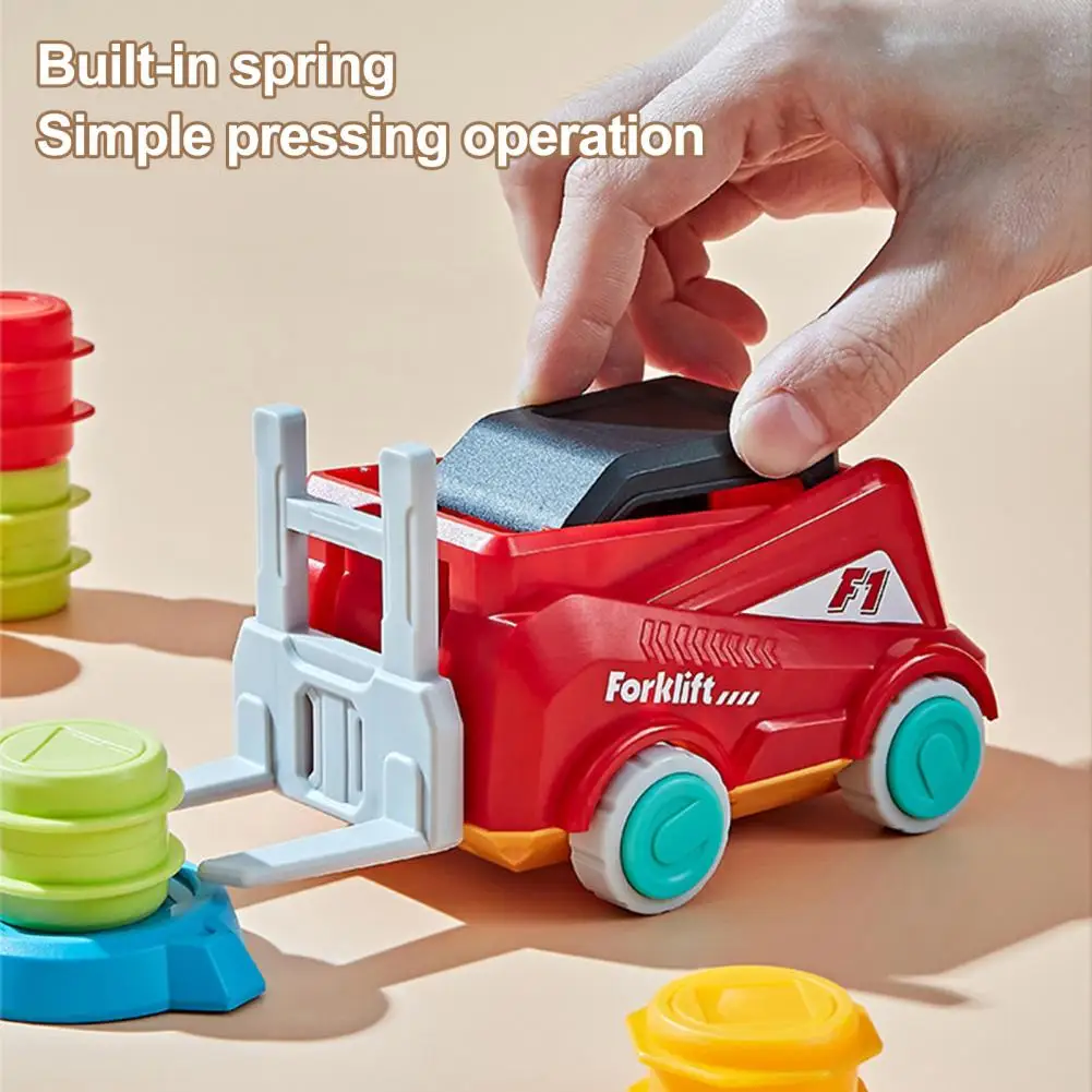 

Construction Vehicle Toy Kids Forklift Toy Educational Forklift Toy Set with Bell Cards Oil 2-player Stack Transport for Boys