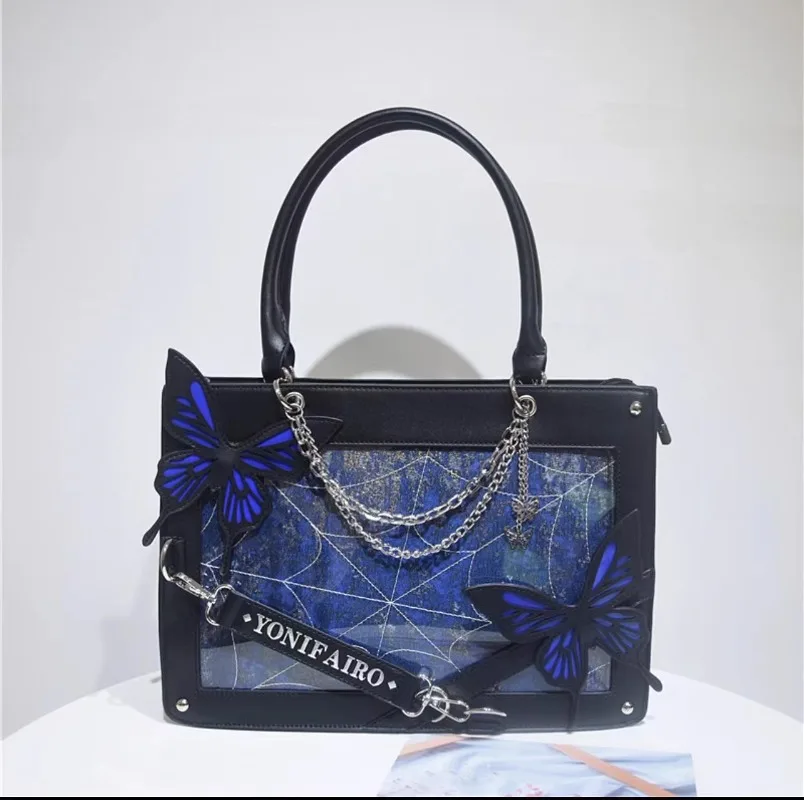 Borse a tracolla con catena a farfalla Sweet Y2k Lolita Borsa gotica alla moda Haruku Ita Borse trasparenti da donna chic giapponesi_voghion.com