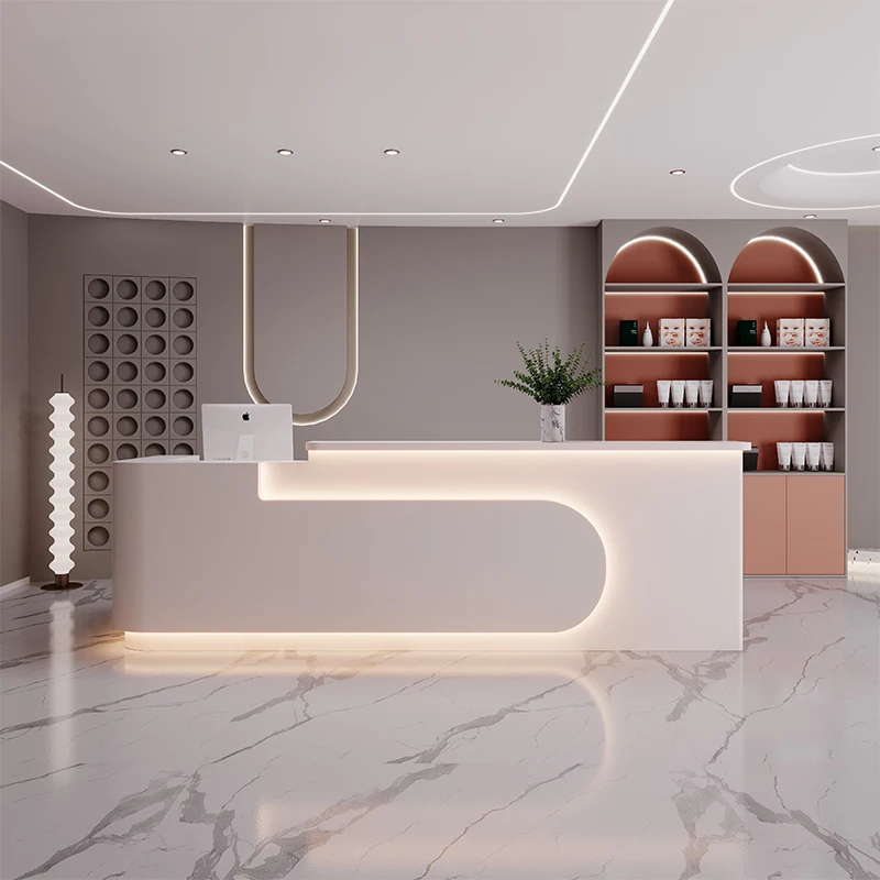 Office Reception Desk Wooden Vanity Front Salon Service Desk Study Table Rostrum Mobile Tocador Mueble Maquillaje Wood Furniture checkout luxury conssole front desk club rostrum bar beauty salon replica reception counter mostrador tienda desk furniture