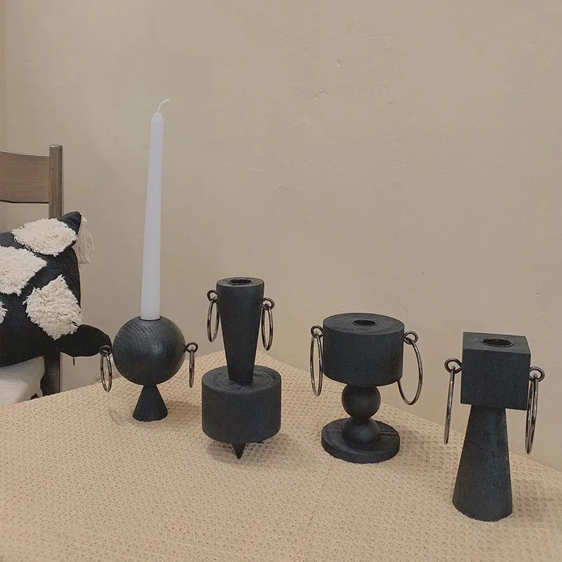 

Уникальные подсвечники для помещений, скандинавский черный промышленный креативный подсвечник, металлические минималистичные подсвечники, украшение для дома