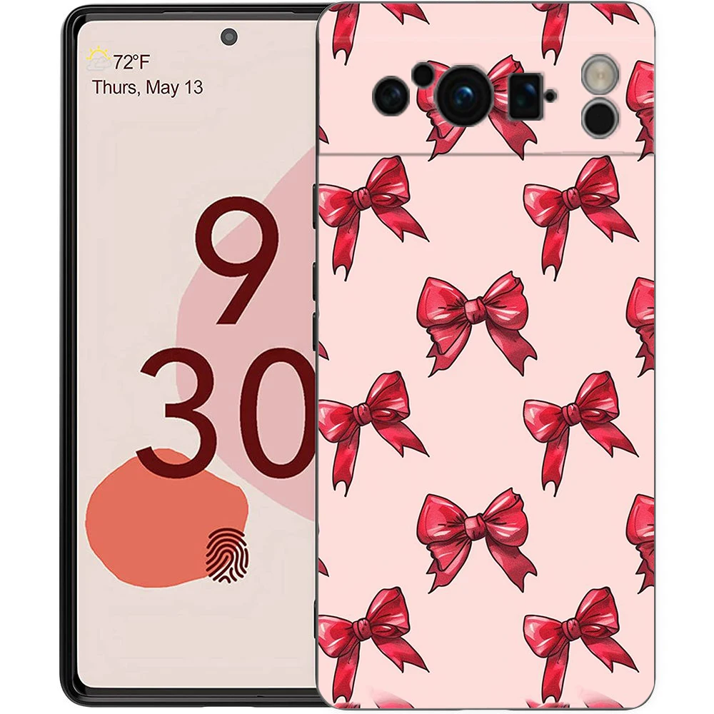 Charming Cherry Bow Soft Shockproof Black Phone Cover