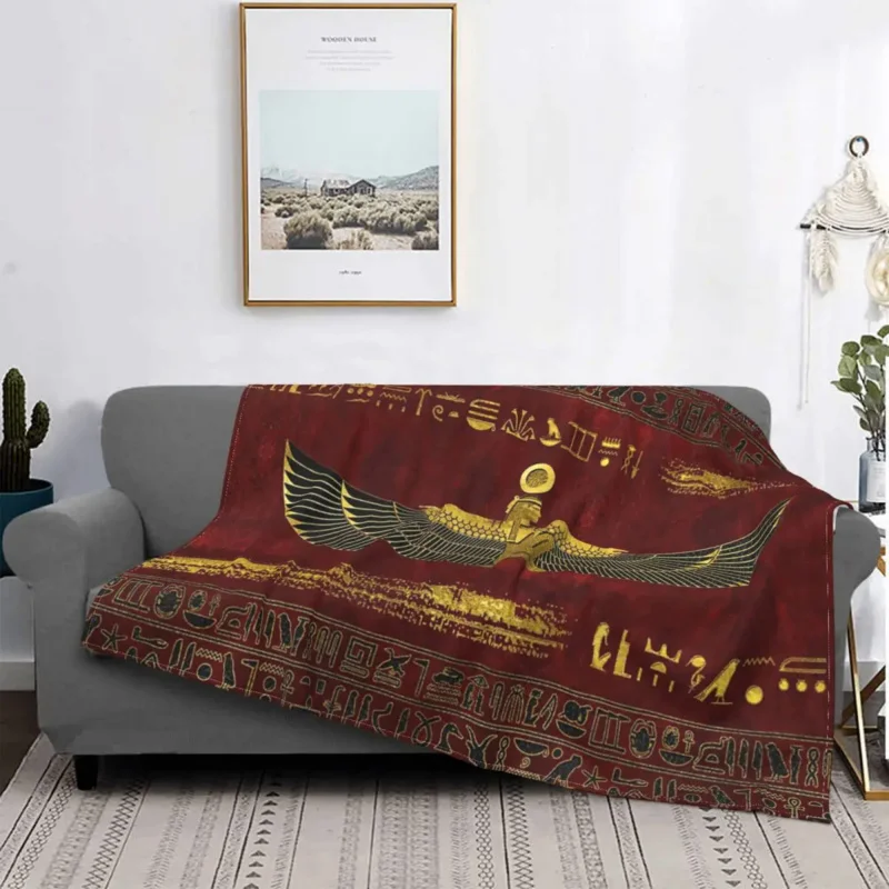 

Egyptian God Ornament Plush Blanket Ancient Egypt Customized Throw Blanket for Home Bedspreads