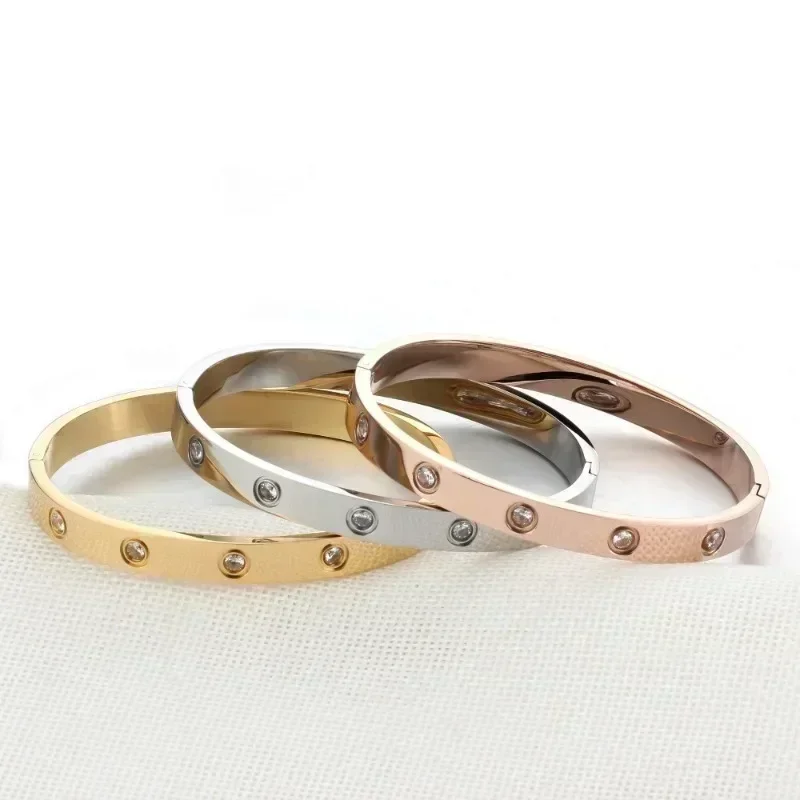 Luxury Female Shining Crystal Bangles for Women Men Lover Bracelets & Bangles Stainless Steel Pulseiras Feminina Jewelry bangle bracelet stainless steel bracelet crystal bracelets